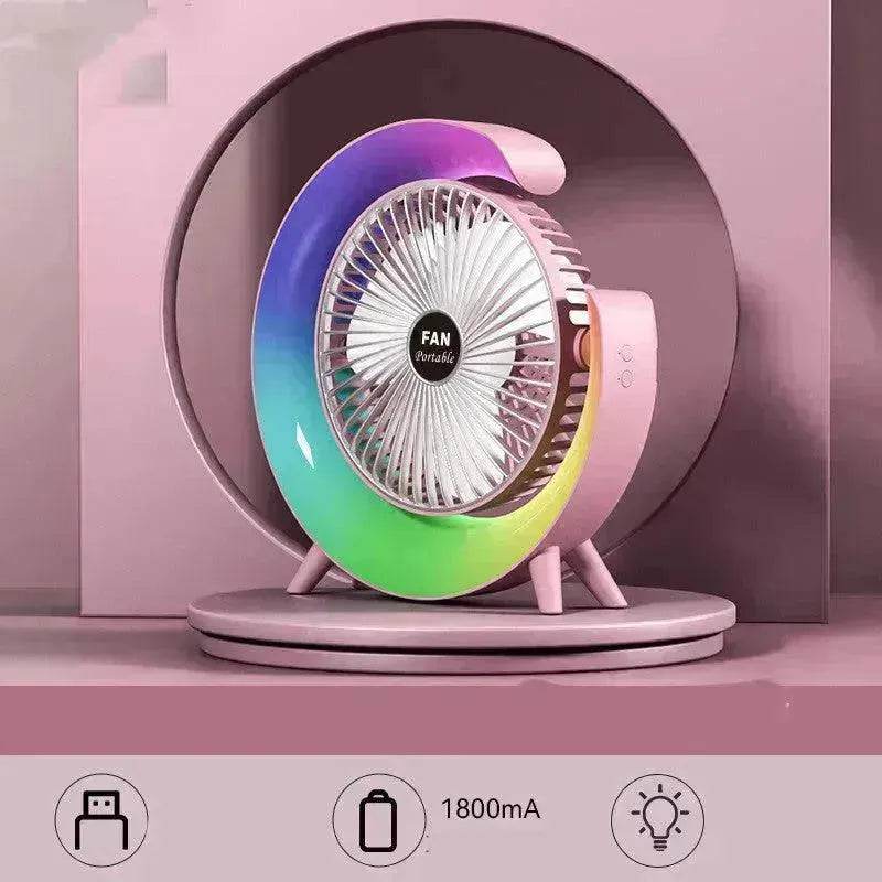 New Bright Night Light Charging Fan Desktop Silent Mini Electric Fan Portable Fan USB - EX-STOCK Canada