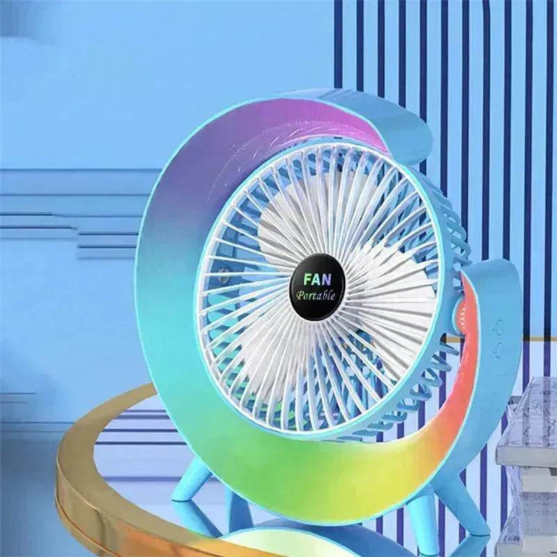 New Bright Night Light Charging Fan Desktop Silent Mini Electric Fan Portable Fan USB - EX-STOCK Canada