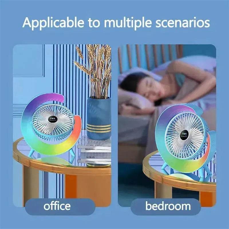 New Bright Night Light Charging Fan Desktop Silent Mini Electric Fan Portable Fan USB - EX-STOCK Canada