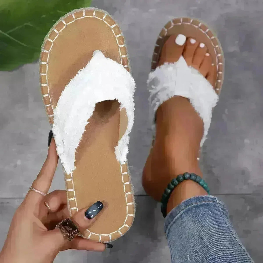 New Canvas Flip Flops Summer Thong Sandals Comfortable Fashion Flat Shoes For Women - EX-STOCK CANADA