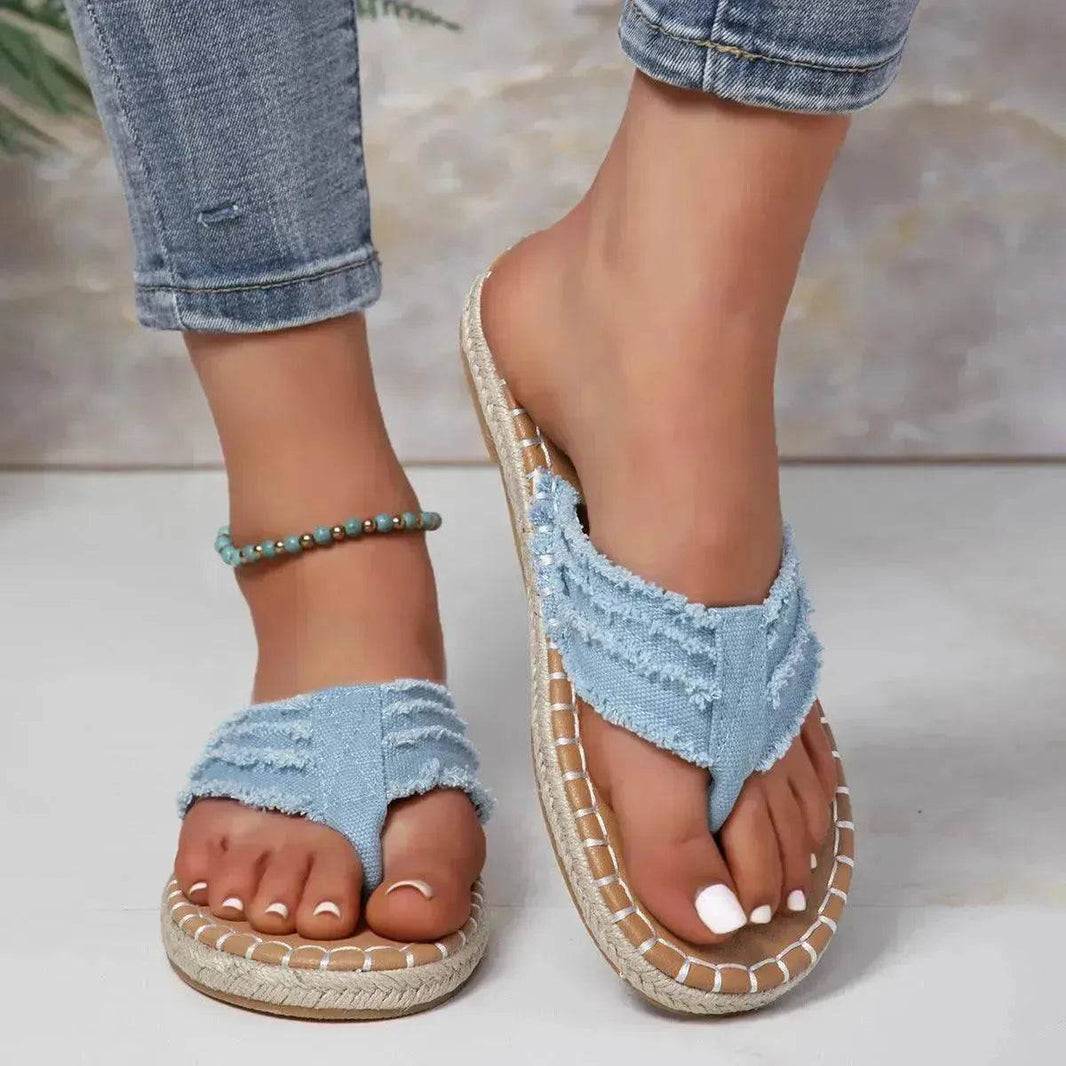 New Canvas Flip Flops Summer Thong Sandals Comfortable Fashion Flat Shoes For Women - EX-STOCK Canada