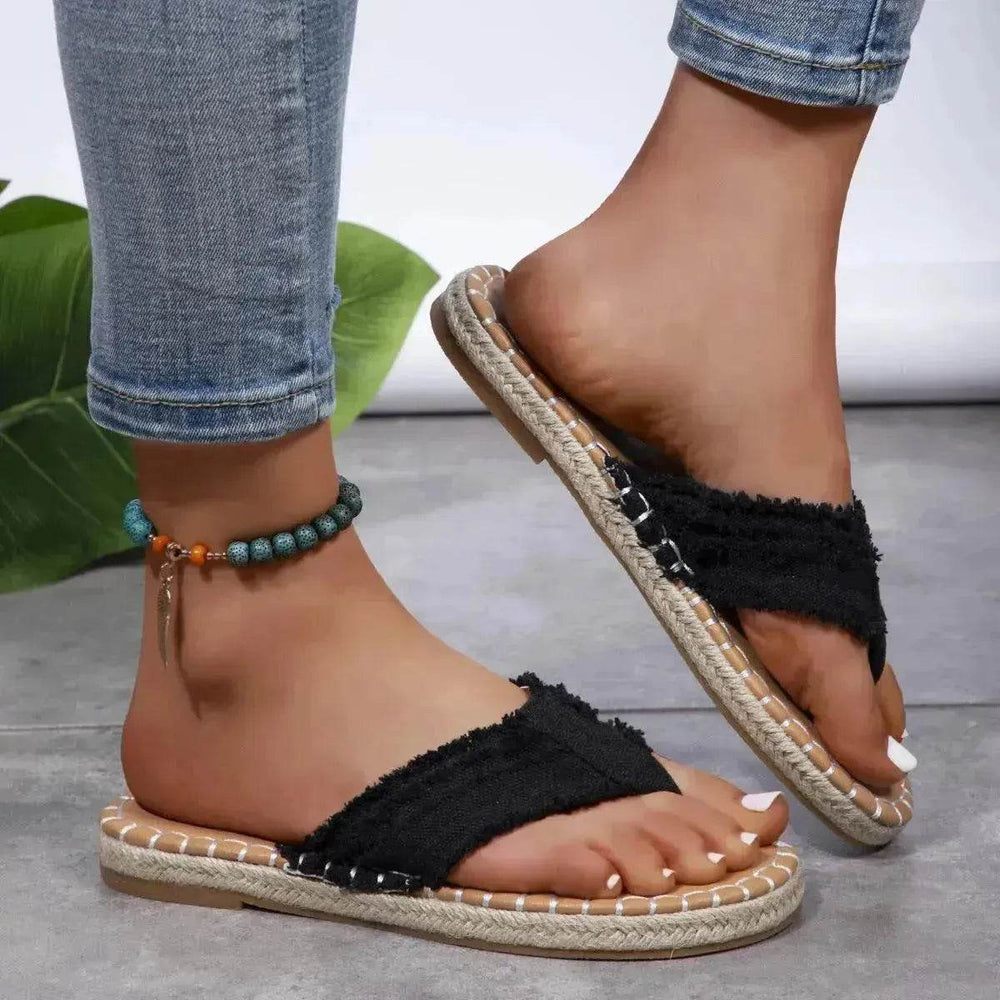 New Canvas Flip Flops Summer Thong Sandals Comfortable Fashion Flat Shoes For Women - EX-STOCK Canada