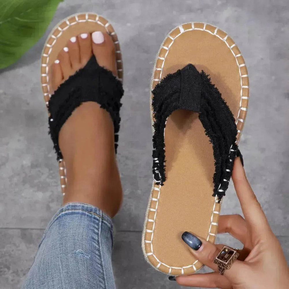 New Canvas Flip Flops Summer Thong Sandals Comfortable Fashion Flat Shoes For Women - EX-STOCK Canada