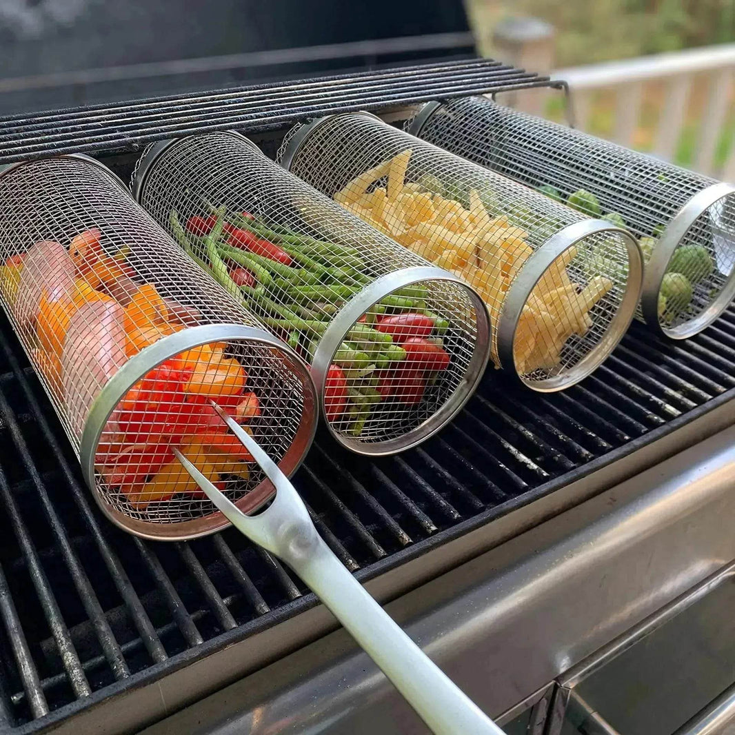 New Grilling Basket BBQ Basket Stainless Steel Grill Outdoor Picnic Camping Barbecue Cooking Supplies - EX-STOCK Canada