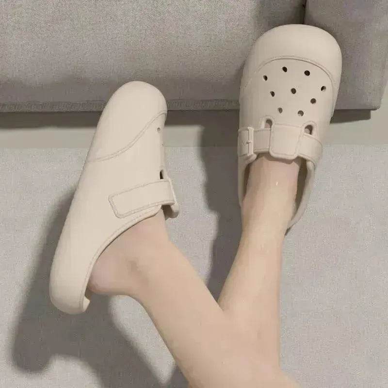 New Hole Shoes Summer Buckle Baotou Slippers Outerdoor Garden Clogs Shoes Indoor Non-Slip Floor Home Slipper - EX-STOCK Canada