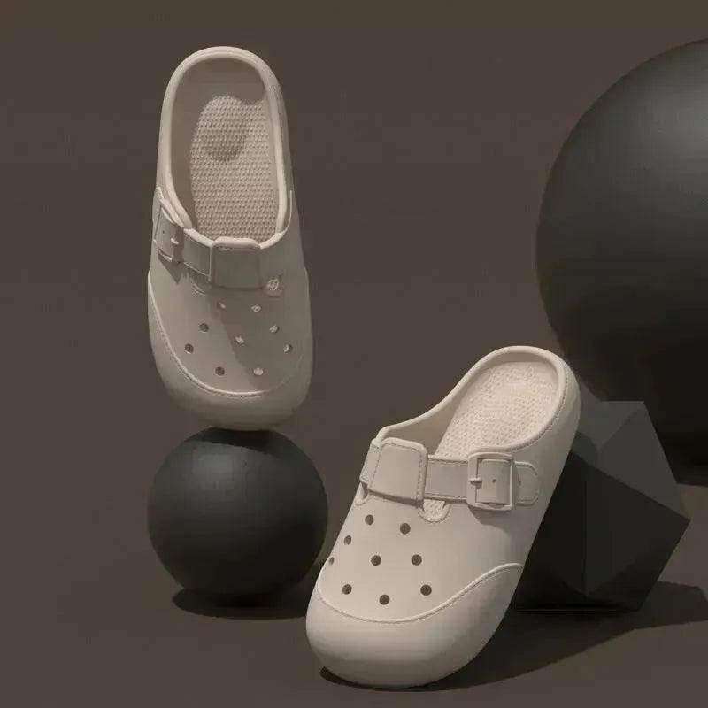 New Hole Shoes Summer Buckle Baotou Slippers Outerdoor Garden Clogs Shoes Indoor Non-Slip Floor Home Slipper - EX-STOCK Canada
