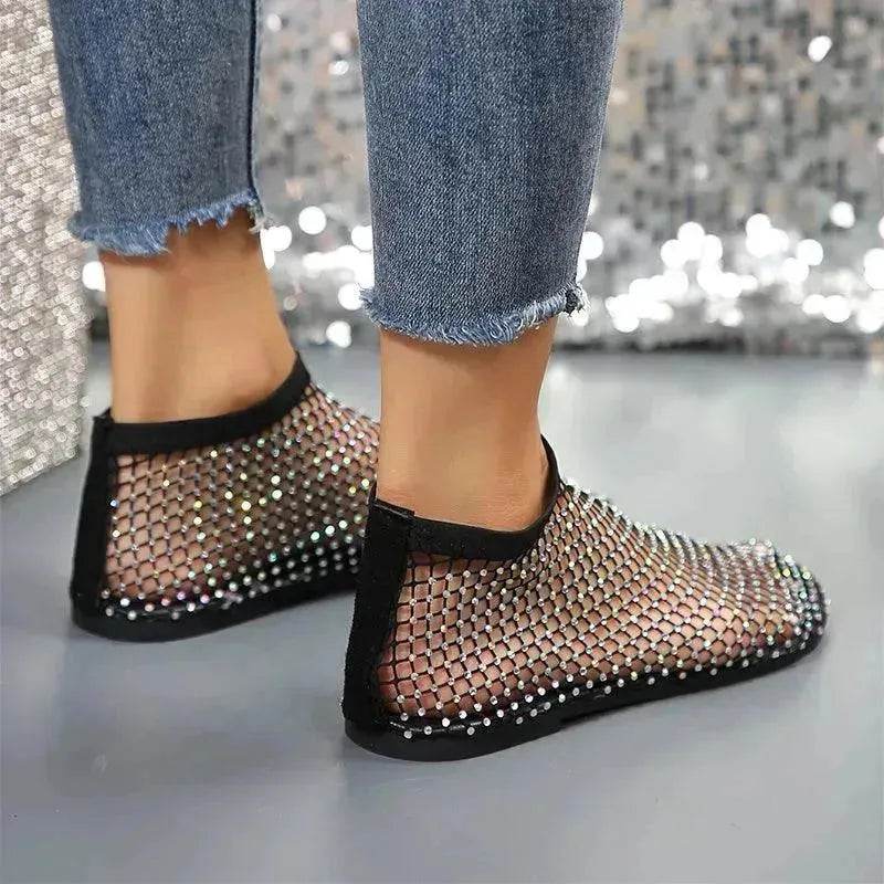 New Hollow Flat Sandals With Rhinestone Design Summer Fashion Round Toe Shoes For Women - EX-STOCK Canada