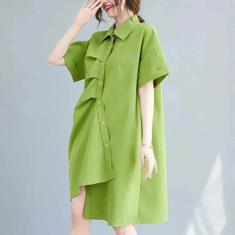 New Irregular Loose And Thin Literary Shirt Dress Women - EX-STOCK Canada