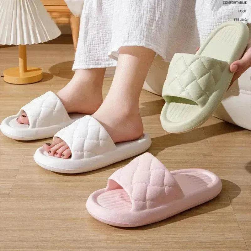 New Rhombus Home Slippers Summer Non-slip Floor Bathroom Slipper Lightweight Simple House Shoes For Women Men - EX-STOCK Canada