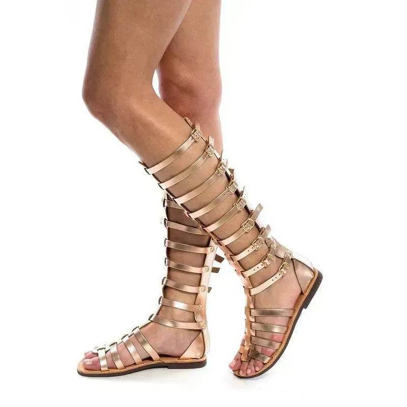 New Roman Sandals Boots Summer Open Toe Hollow Flat Shoes Fashion Belt Buckle Sandals For Women - EX-STOCK Canada