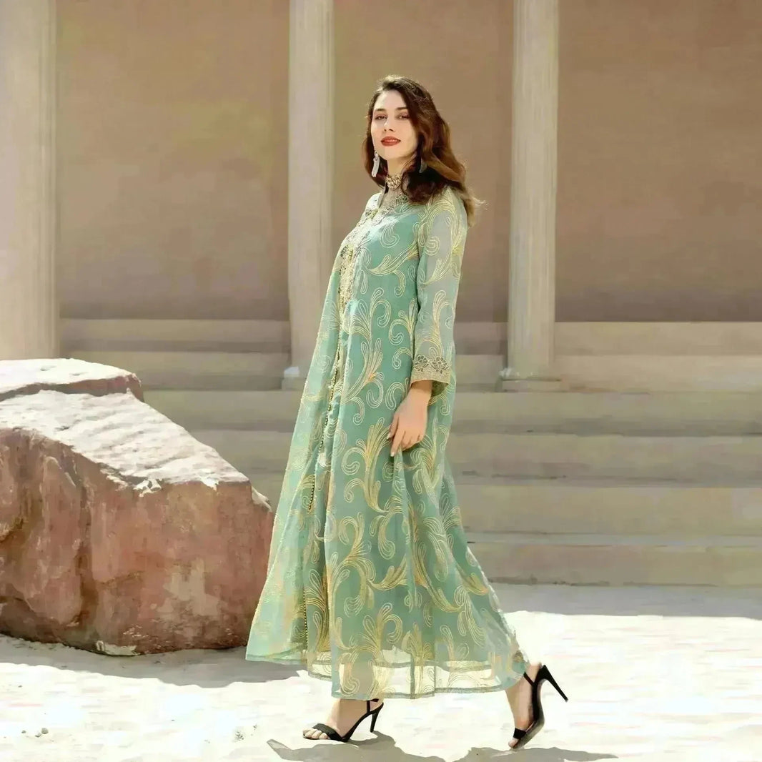 New Spring And Summer Embroidered party Wedding Maxi Dress for Middle East Turkey Women. - EX-STOCK CANADA