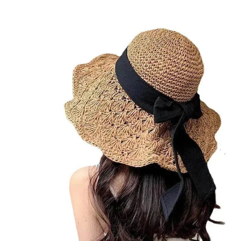 New Straw Hat Women's Summer Lace-up Beach Foldable Vacation Summer Hat - EX-STOCK Canada