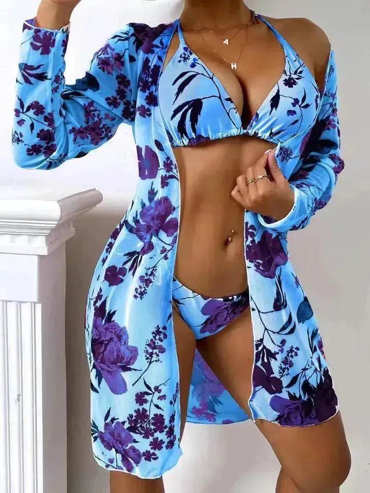 New Swimsuit Women's Printed Mesh Three-piece Blouse - EX-STOCK Canada