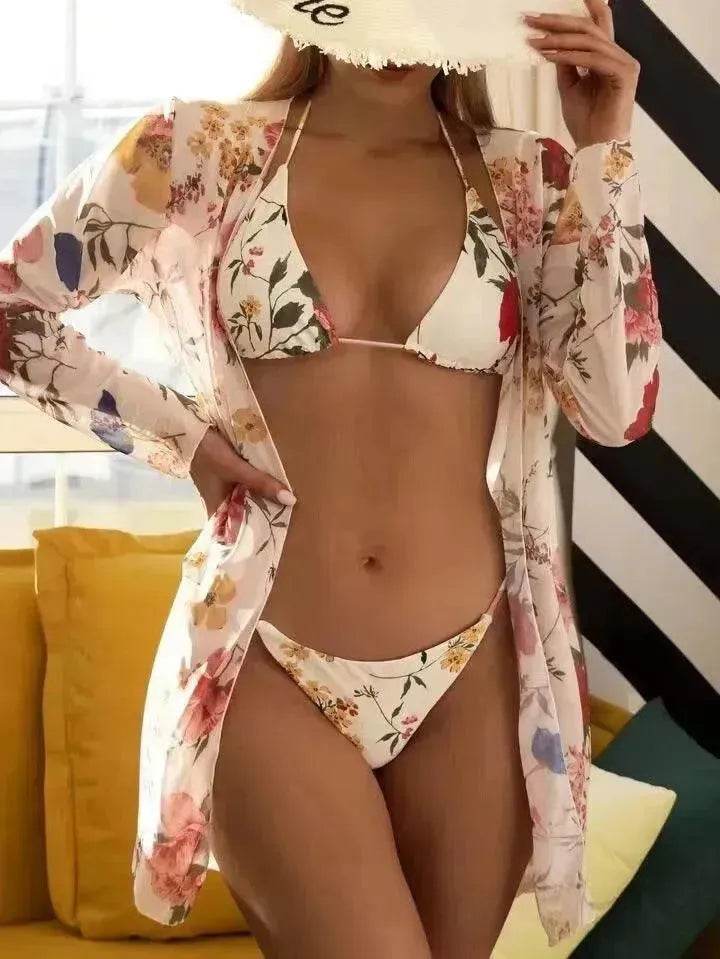 New Swimsuit Women's Printed Mesh Three-piece Blouse - EX-STOCK Canada