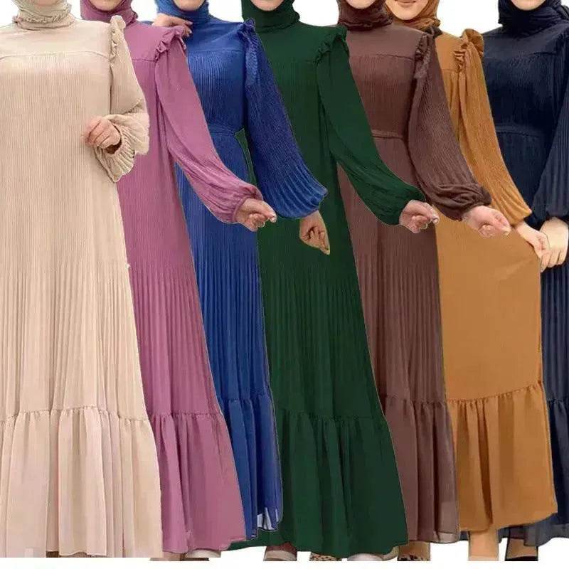 New Women's Net Color High Collar Pullover Fashion Loose Middle East Dresses - EX-STOCK Canada