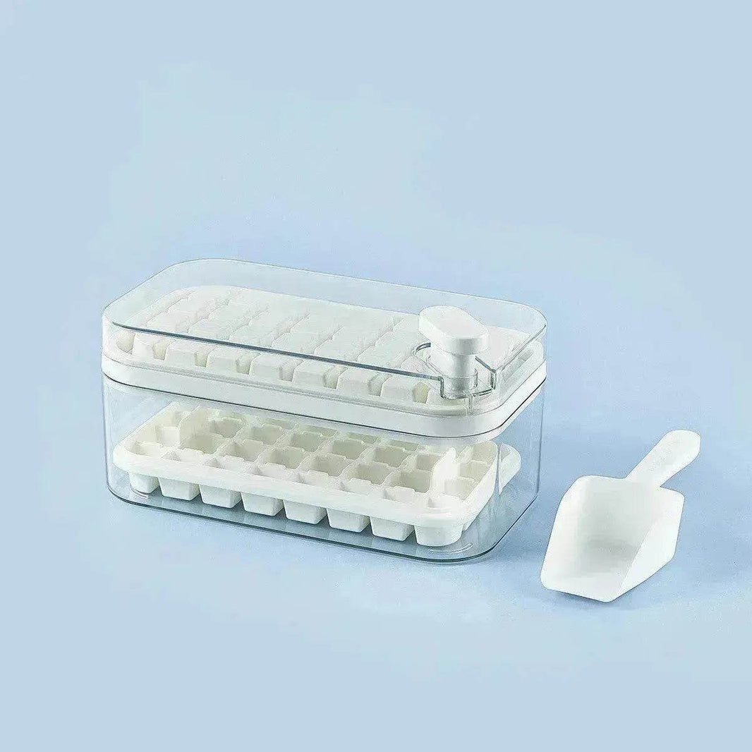 One-button Press Type Ice Mold Box Plastics Ice Cube Maker Ice Tray Mold With Storage Box With Lid Bar Kitchen Accessories - EX-STOCK Canada