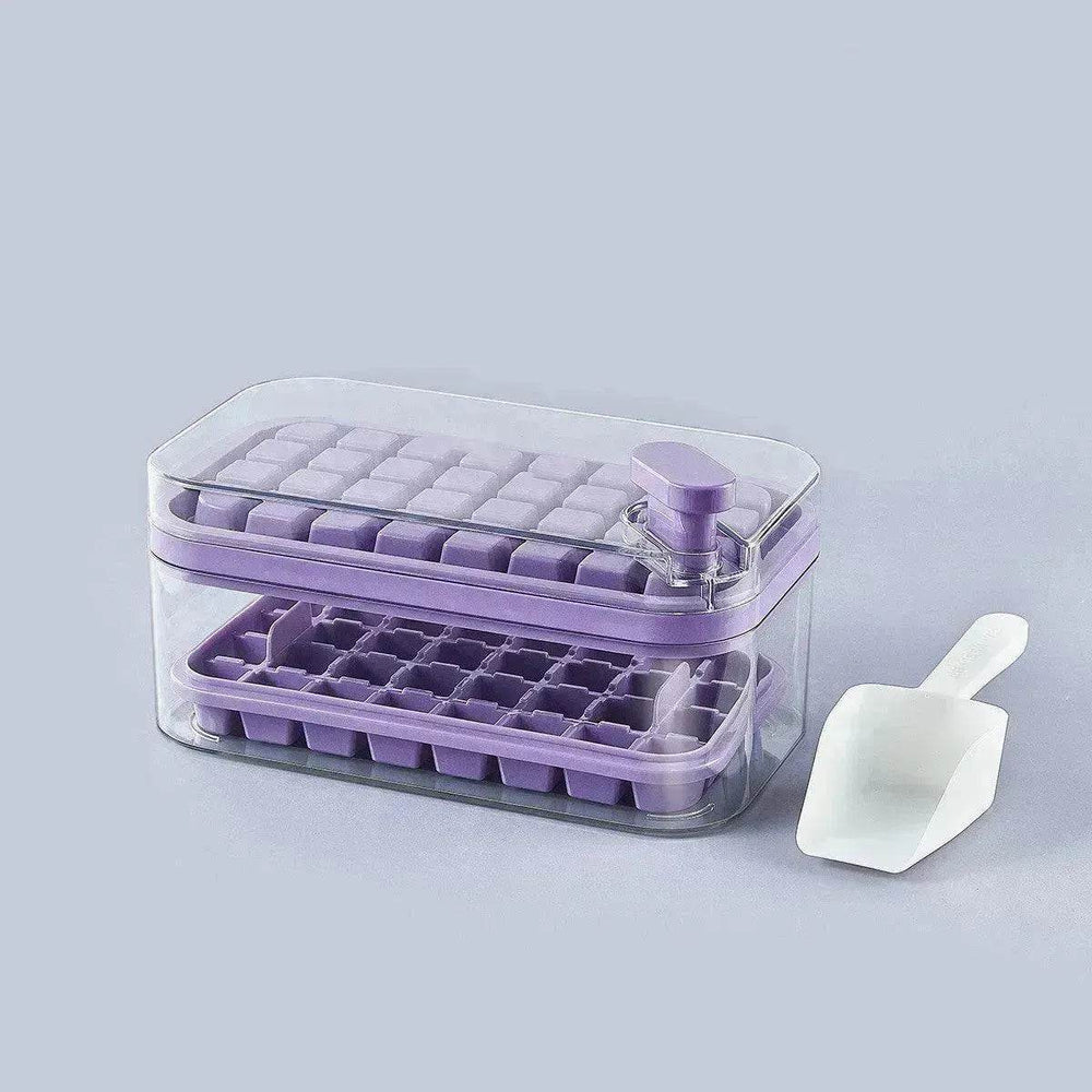 One-button Press Type Ice Mold Box Plastics Ice Cube Maker Ice Tray Mold With Storage Box With Lid Bar Kitchen Accessories - EX-STOCK Canada
