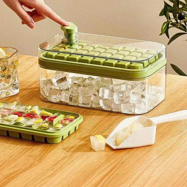 One-button Press Type Ice Mold Box Plastics Ice Cube Maker Ice Tray Mold With Storage Box With Lid Bar Kitchen Accessories - EX-STOCK Canada