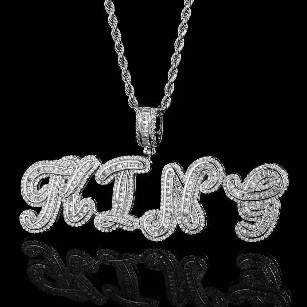 Personalized Cursive Letter Splicing Combination Pendant Micro Zirconia Necklace for men. - EX-STOCK Canada