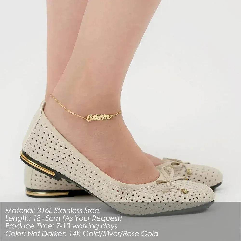 Personalized Custom 316L Stainless Steel Jewelry, English Alphabet Name Anklet - EX-STOCK Canada