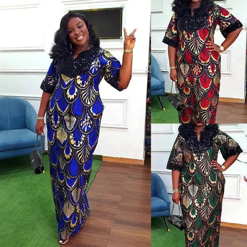 Plus Size Women's Satin Sequin Long Gown Dress - EX-STOCK Canada