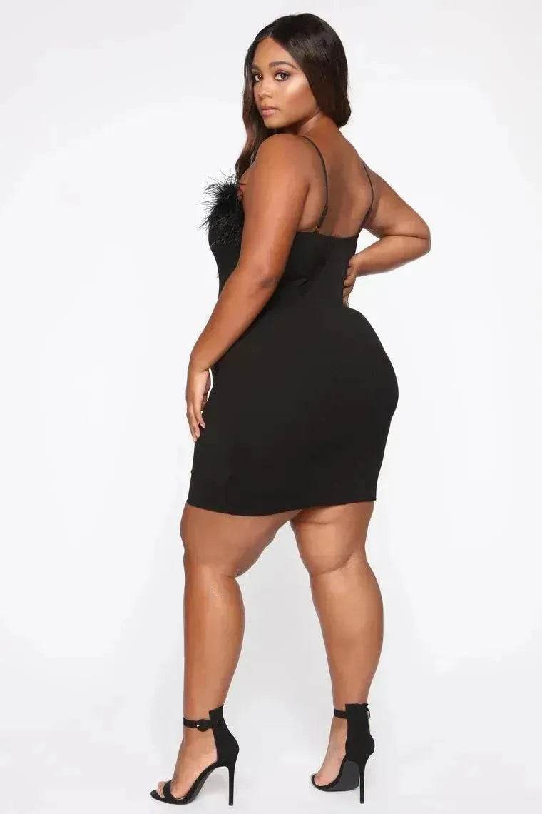 Plus Size Women's Suspender Feather Dress Gown - EX-STOCK Canada