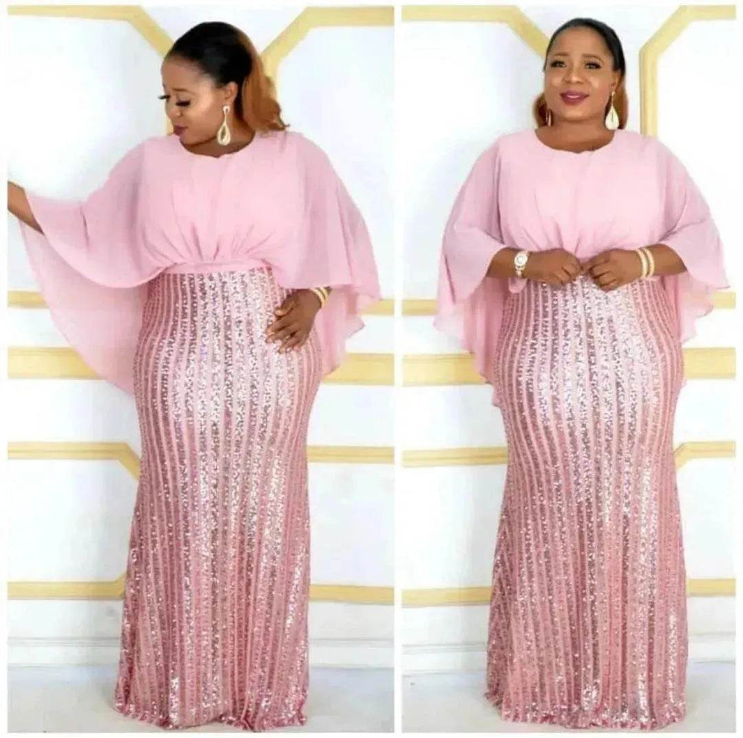 Polyester Stitching Chiffon Bat Sleeve Dress - EX-STOCK Canada