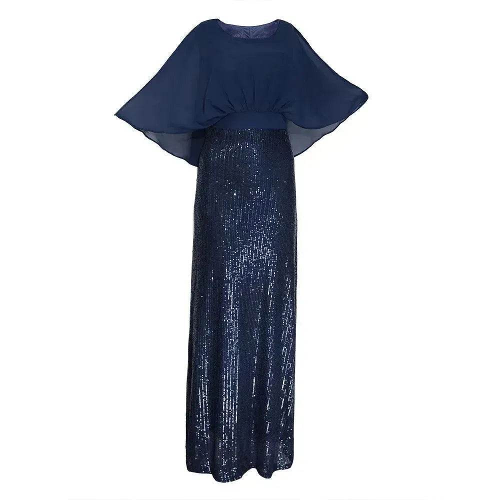 Polyester Stitching Chiffon Bat Sleeve Dress - EX-STOCK Canada