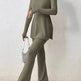 Polyester Two piece set Women's Clothing Solid Color Casual Slim New Fashion Women Elegant Outfit - EX-STOCK Canada