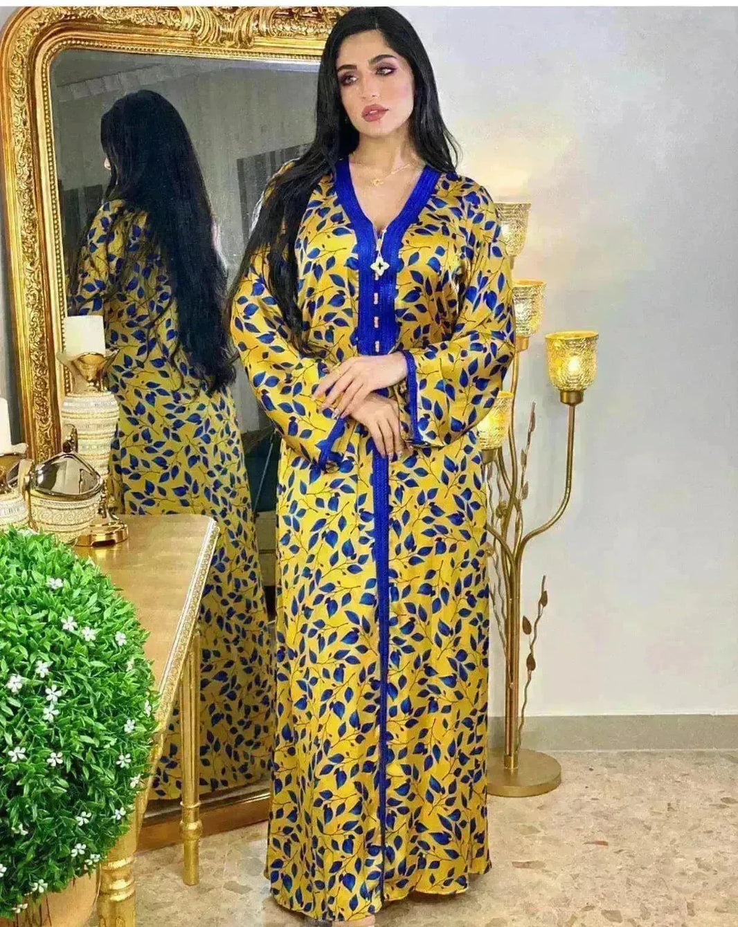 Printed Floral Abaya Dress Robe for Arab Dubai Turkey Middle East Women. - EX-STOCK CANADA