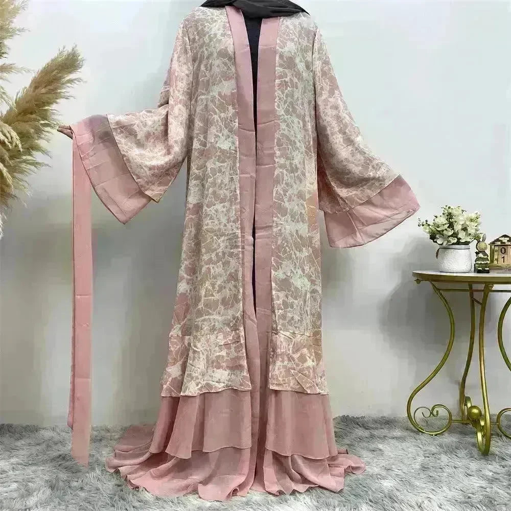 Printed Panel Top Robe Abaya Dress for Arab Dubai Turkey Middle East Women - EX-STOCK CANADA