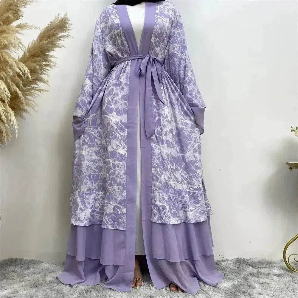 Printed Panel Top Robe Abaya Dress for Arab Dubai Turkey Middle East Women - EX-STOCK Canada
