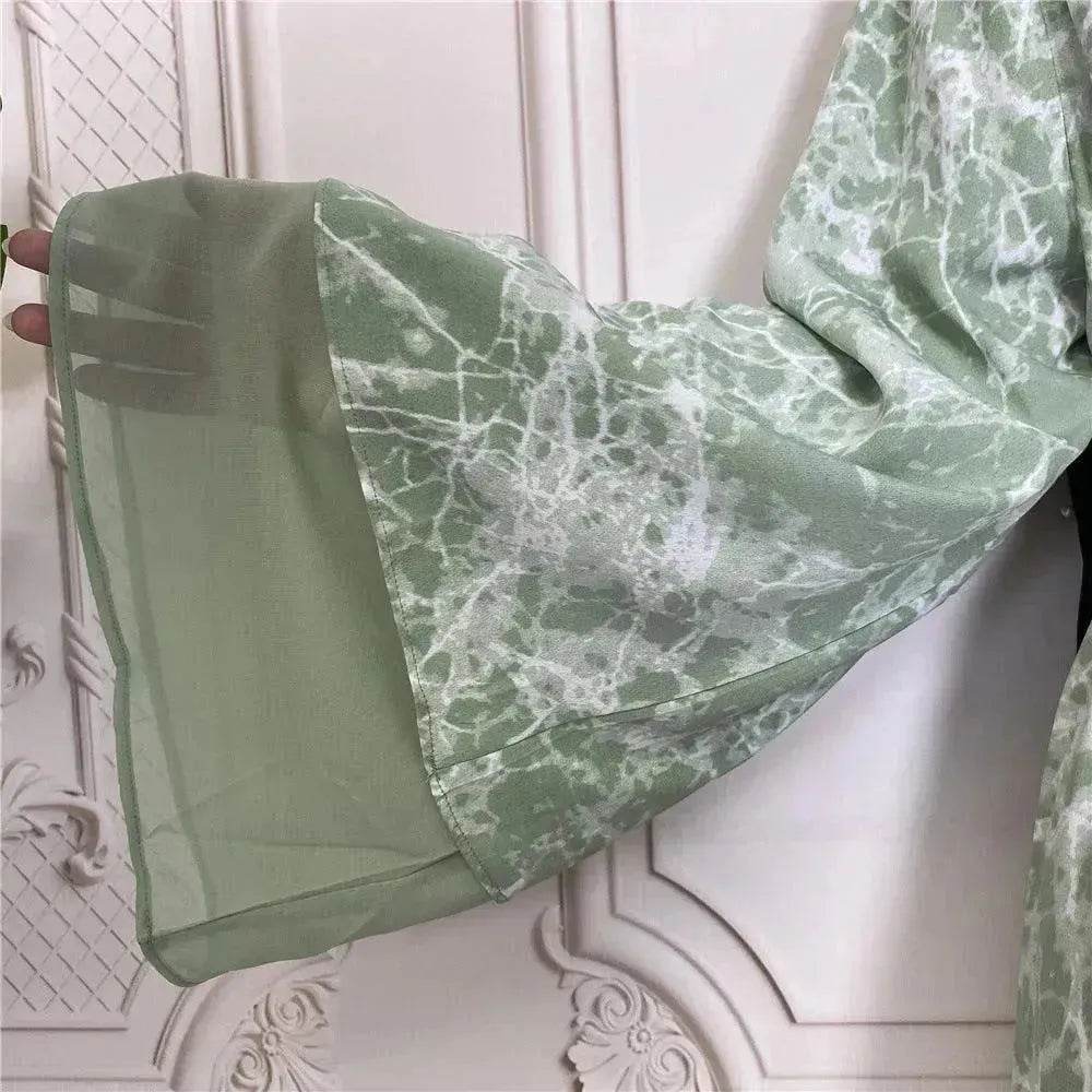 Printed Panel Top Robe Abaya Dress for Arab Dubai Turkey Middle East Women - EX-STOCK Canada