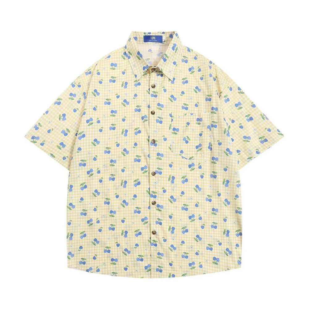 Printed Small Cherry Short-sleeved Shirt - EX-STOCK Canada
