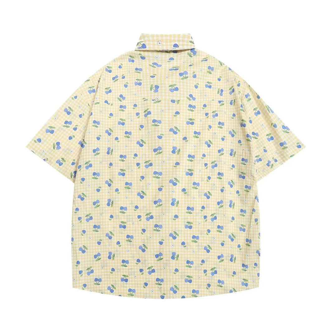 Printed Small Cherry Short-sleeved Shirt - EX-STOCK Canada