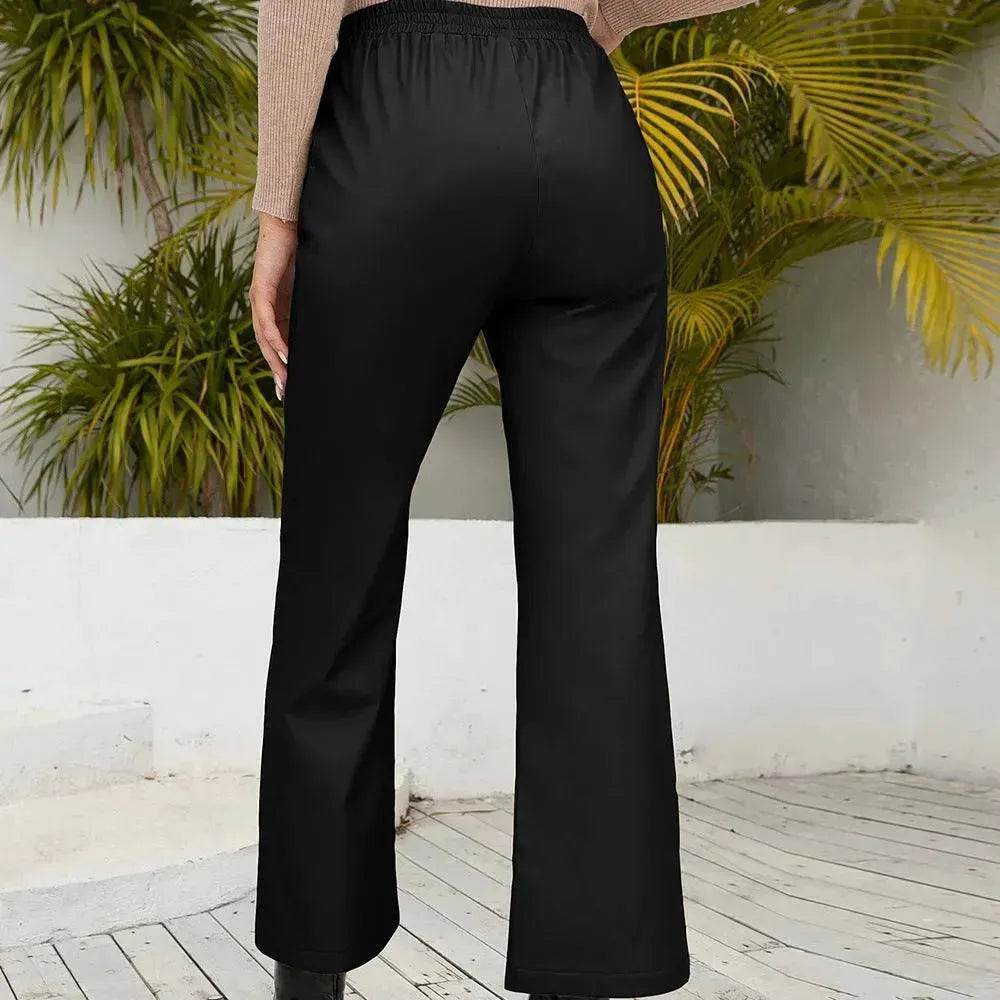 PU Loose Trousers Motorcycle Leather Straight Wide Leg Leather Pants Women - EX-STOCK Canada