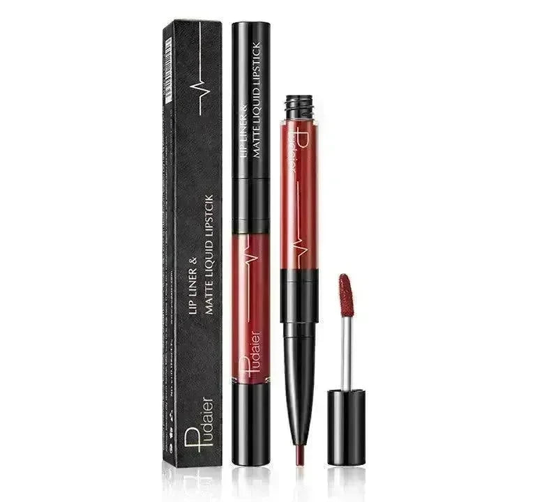 Pudaier Matte Lip Gloss Lip Liner 2 in1 Maquiagem Profissional Completa Agate Red Lip Tint Plumper Tattoo Makeup liquid Lipstick - EX-STOCK CANADA