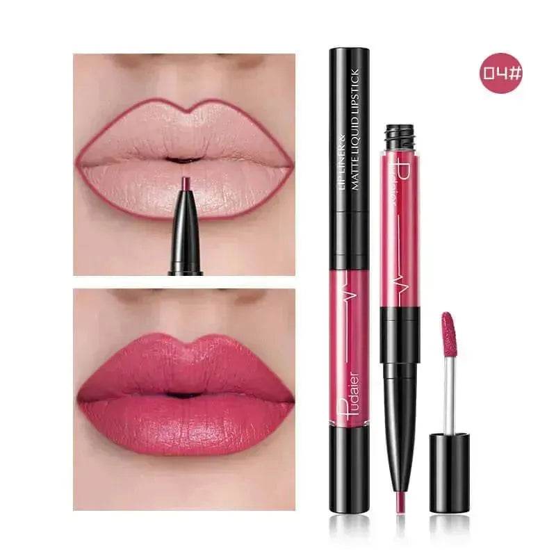 Pudaier Matte Lip Gloss Lip Liner 2 in1 Maquiagem Profissional Completa Agate Red Lip Tint Plumper Tattoo Makeup liquid Lipstick - EX-STOCK Canada