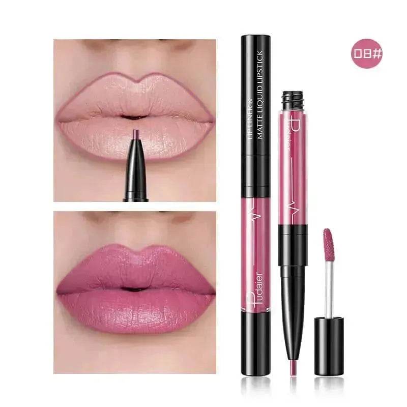 Pudaier Matte Lip Gloss Lip Liner 2 in1 Maquiagem Profissional Completa Agate Red Lip Tint Plumper Tattoo Makeup liquid Lipstick - EX-STOCK Canada