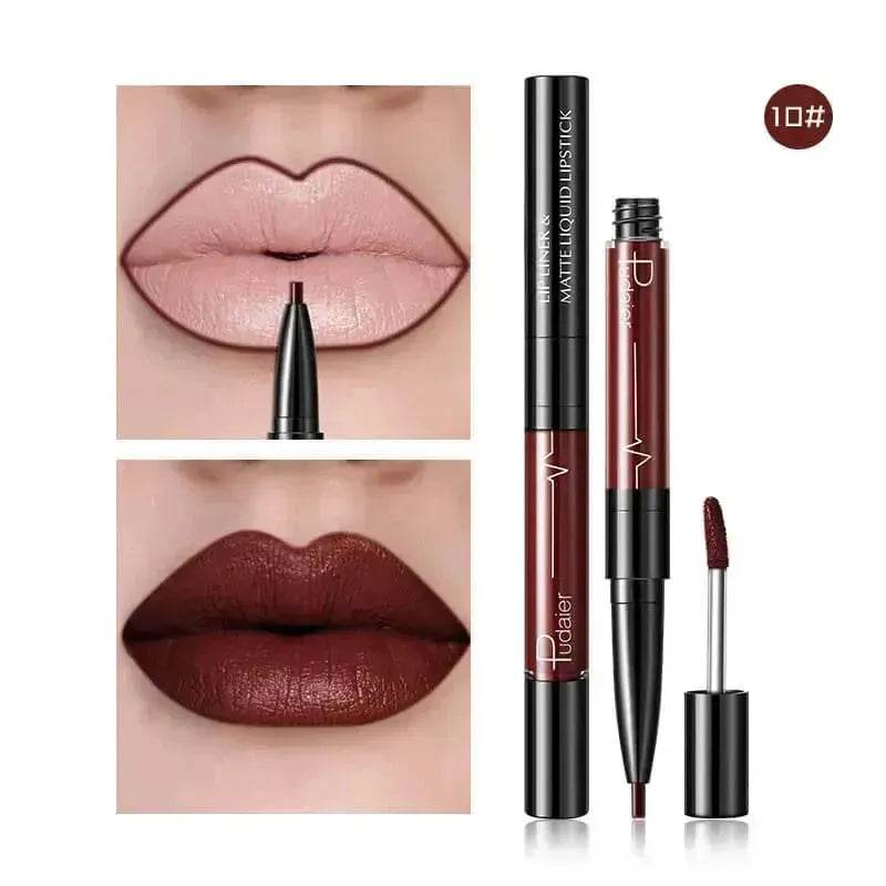 Pudaier Matte Lip Gloss Lip Liner 2 in1 Maquiagem Profissional Completa Agate Red Lip Tint Plumper Tattoo Makeup liquid Lipstick - EX-STOCK Canada
