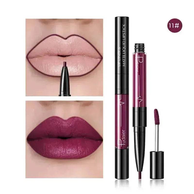 Pudaier Matte Lip Gloss Lip Liner 2 in1 Maquiagem Profissional Completa Agate Red Lip Tint Plumper Tattoo Makeup liquid Lipstick - EX-STOCK Canada