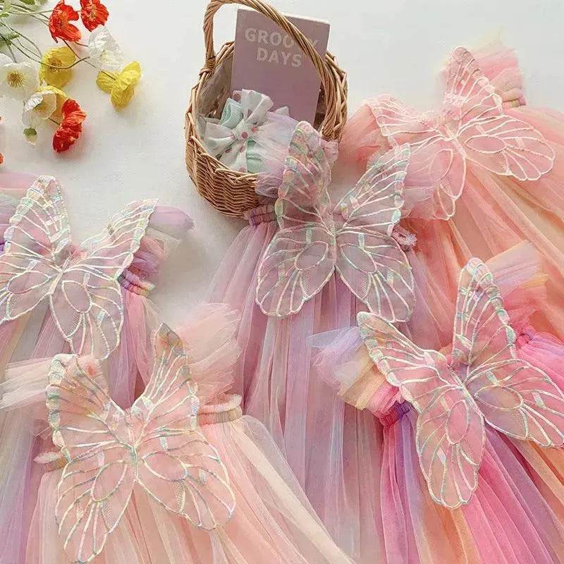 Rainbow Butterfly Wings Mesh Girl Dress - EX-STOCK Canada