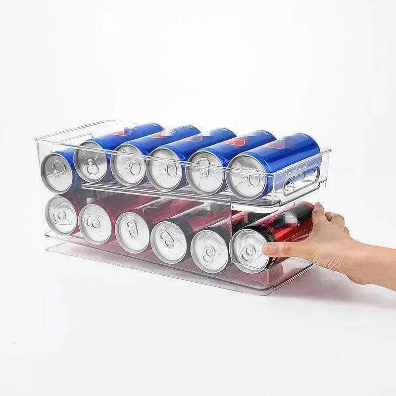 Refrigerator Beverage Storage Box Double-layer Self-rolling Kitchen Storage Rack - EX-STOCK Canada