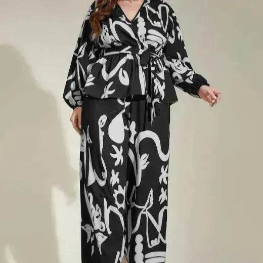 Retro Color V-neck Temperament Commute Literary Middle East Printing Shirt Outfit - EX-STOCK Canada