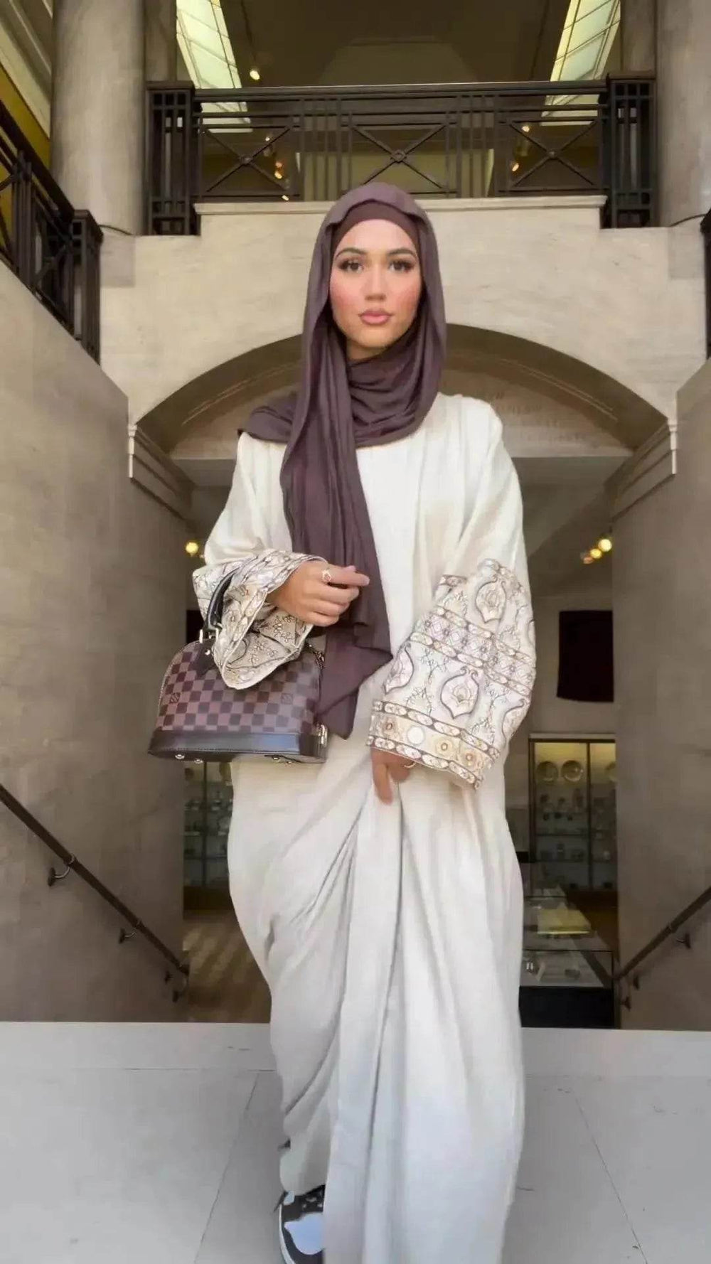 Retro-Inspired Boho Print Long Dress with Loose Puff Sleeves - EX-STOCK Canada