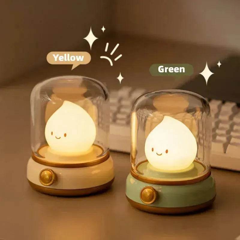 Retro Small Night Lamp Bedroom Mini Desktop LED Cute Night Lamp Creative USB Rechargeable Portable Cartoon Table Lamp For Coffee Bar Hotel Bedroom Home Decor - EX-STOCK Canada
