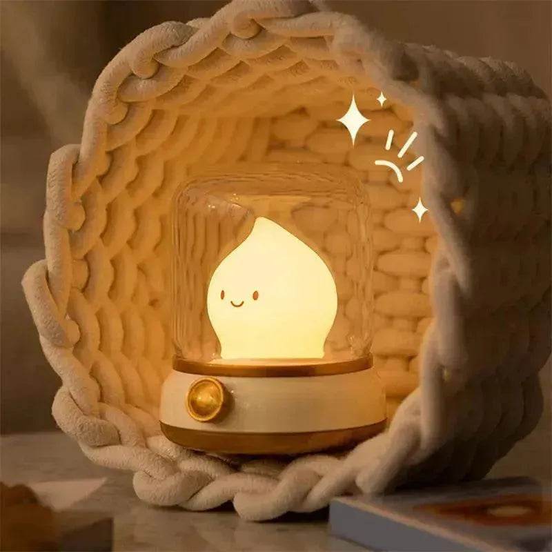 Retro Small Night Lamp Bedroom Mini Desktop LED Cute Night Lamp Creative USB Rechargeable Portable Cartoon Table Lamp For Coffee Bar Hotel Bedroom Home Decor - EX-STOCK Canada