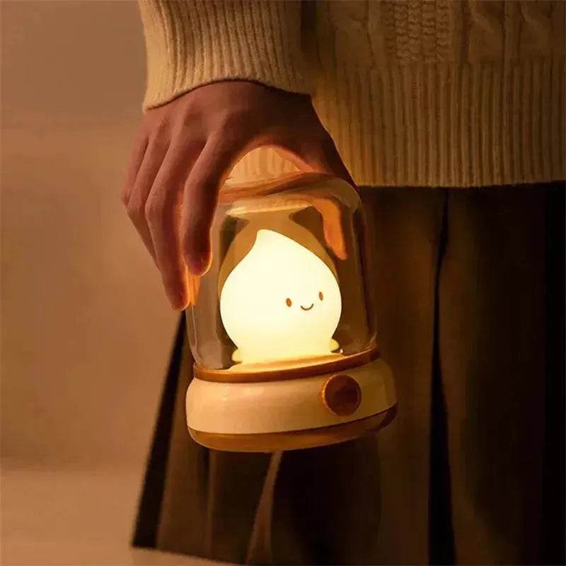 Retro Small Night Lamp Bedroom Mini Desktop LED Cute Night Lamp Creative USB Rechargeable Portable Cartoon Table Lamp For Coffee Bar Hotel Bedroom Home Decor - EX-STOCK Canada