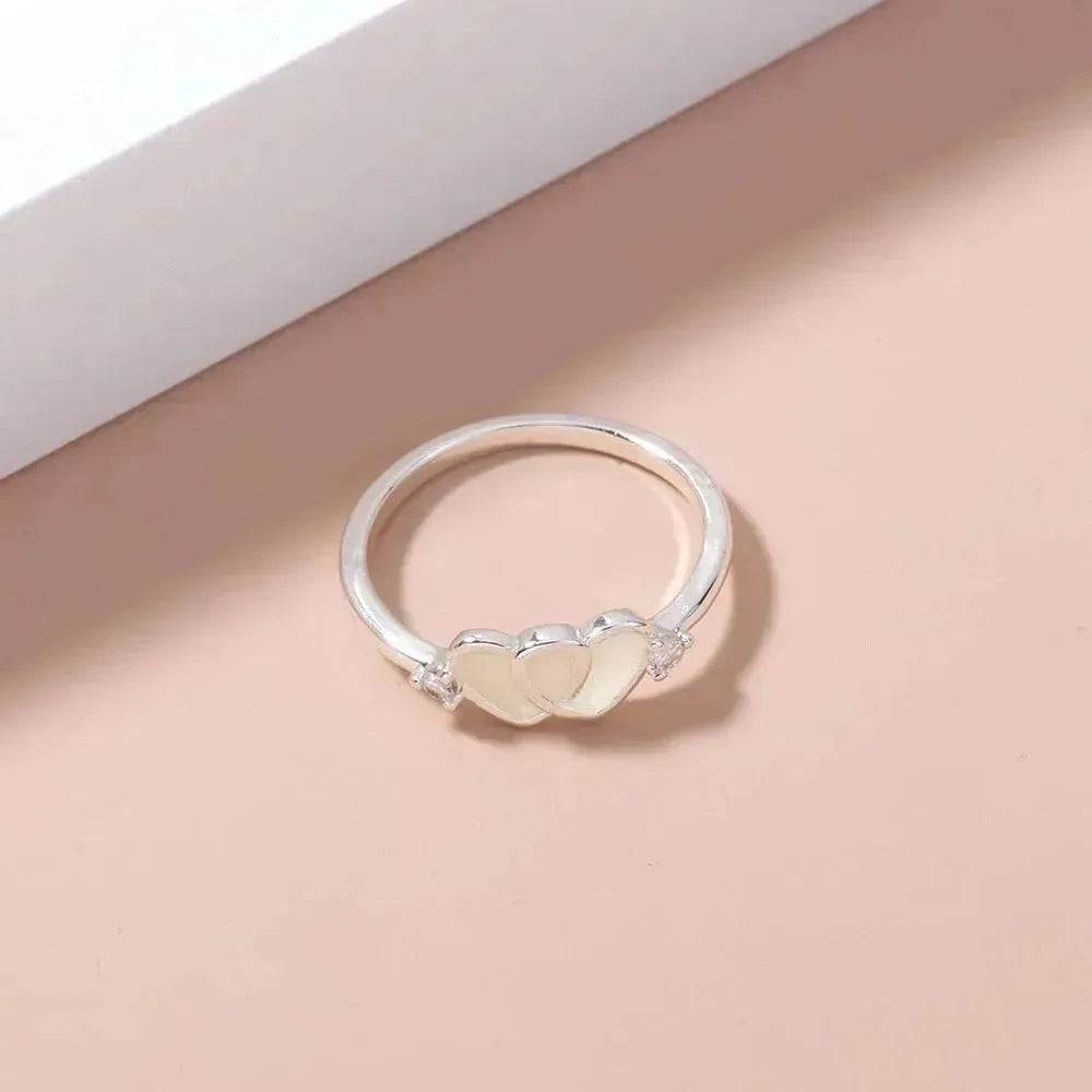 Ring Halloween Light Blue Double Heart-shaped Micro-inlaid Zircon Ring - EX-STOCK Canada