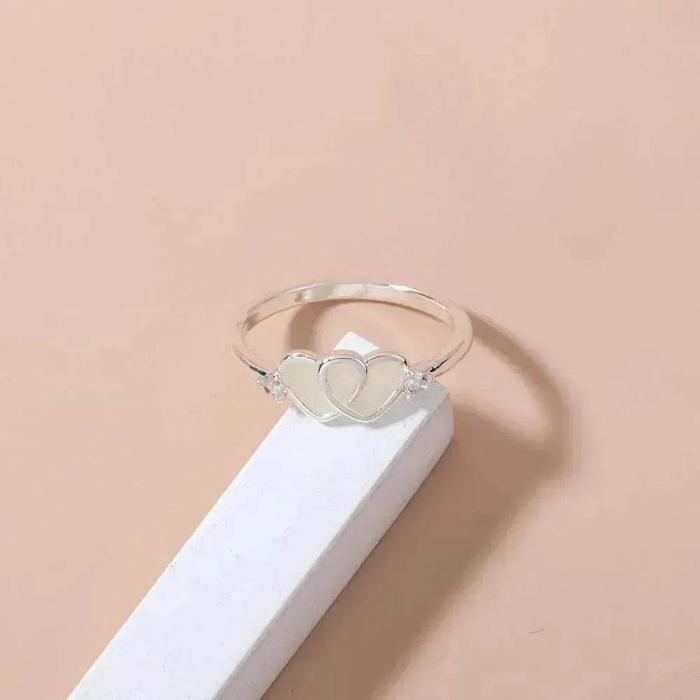 Ring Halloween Light Blue Double Heart-shaped Micro-inlaid Zircon Ring - EX-STOCK Canada